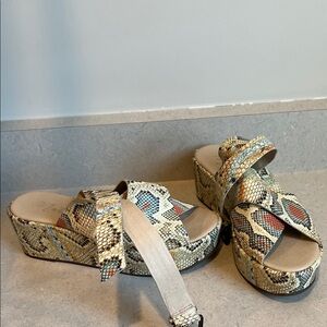Matisse Multicolor Snake Print Wedges